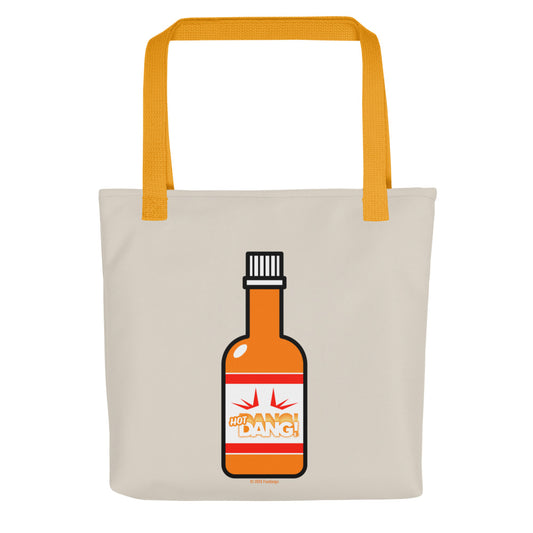Fandango Hot Dang Bottle Tote Bag Yellow Handles