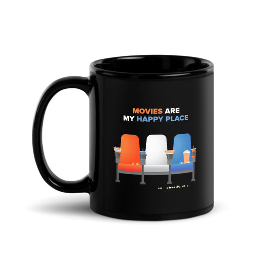 Fandango Movies Are My Happy Place Black Mug