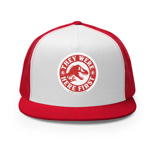 Jurassic park they were here first trucker hat - red