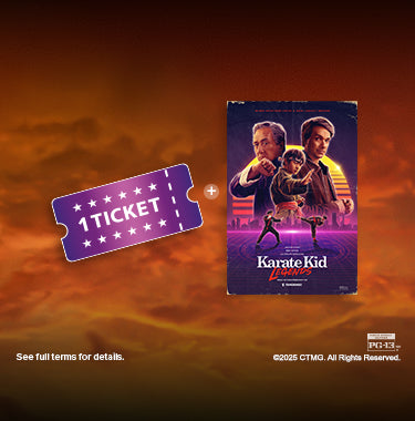 3 Legends. 1 Bundle. Step into the dojo and seize the Masters Unite Bundle. For just $34.99 (includes shipping), get a movie ticket in ANY format to see <em>Karate Kid: Legends</em> in theaters and an Exclusive 27