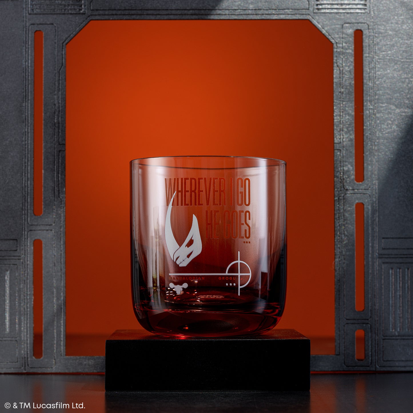 Star Wars™ Bounty Mandalorian Short Drinking Glasses - Grogu + Wherever I Go He Goes