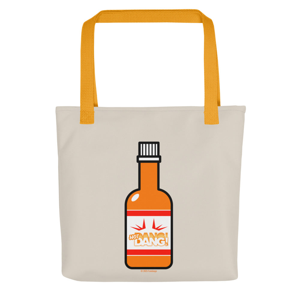 Fandango Hot Dang Bottle Tote Bag Yellow Handles