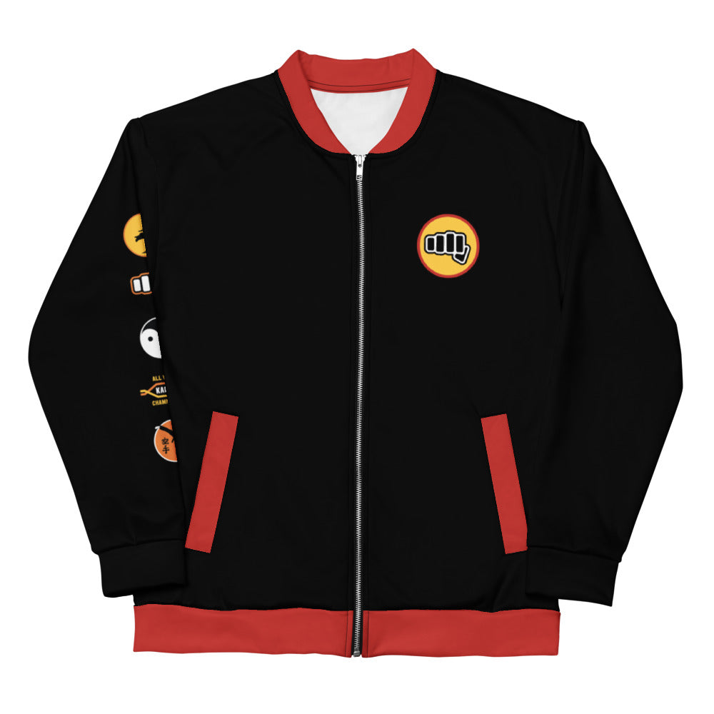 Karate Kid Sweep The Leg! Unisex Bomber Jacket White