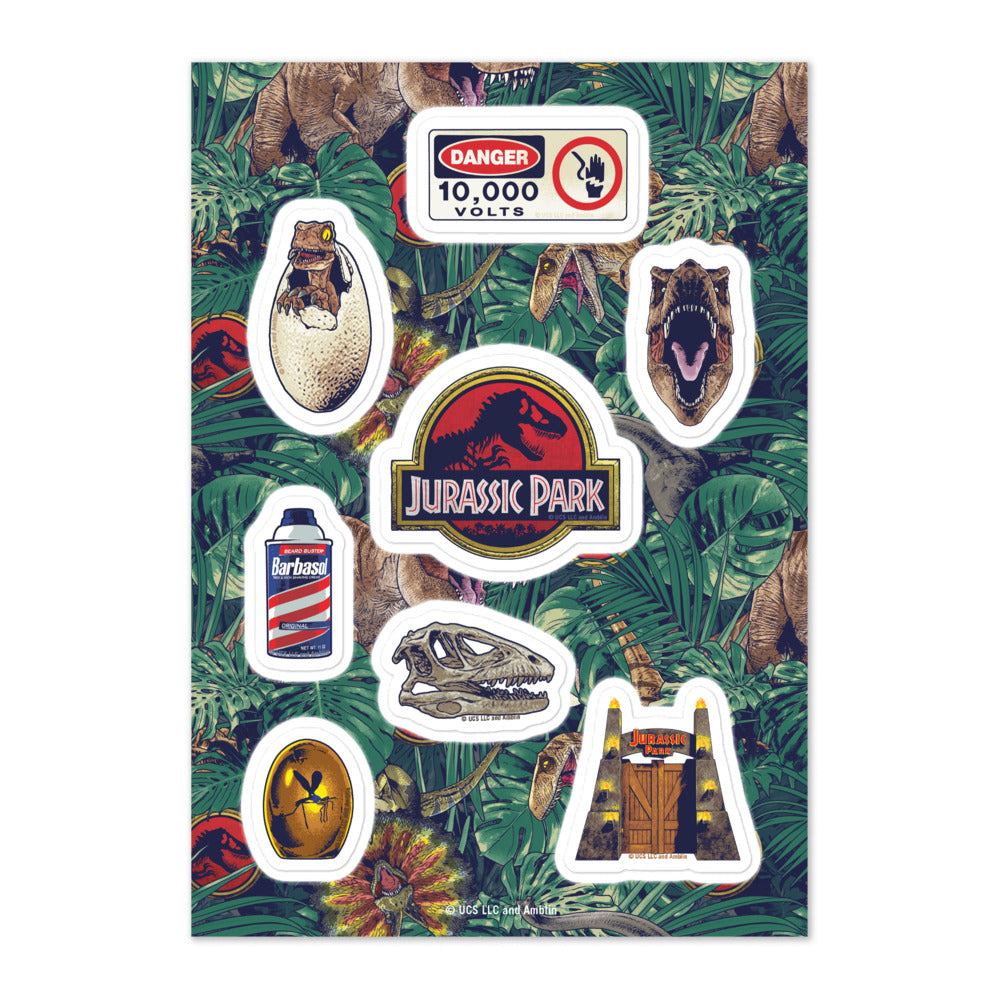 Jurassic Sticker Jurassic Park Sticker Sheet | Glossy Iconic Dinosaur Decals – Fandango ...